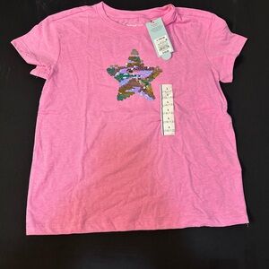 Cat & Jack Pink Tee with Multicolor Star Sequin